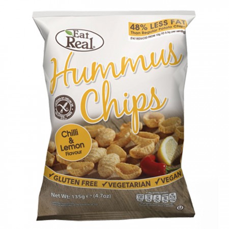 Eat Real Hummus Chips - Chilli & Lemon Flavour - 10 x 135g